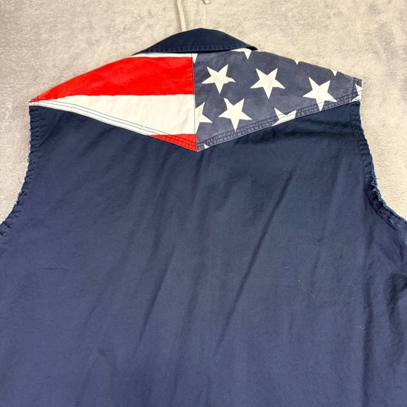 Cody James Mens M Sleeveless Shirt American Flag Western Snap Button Patriotic - Picture 5 of 9